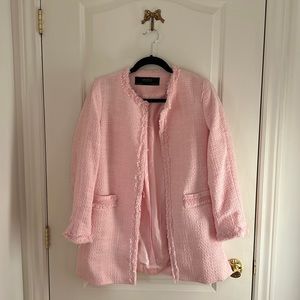 Zara bubblegum light print tweed blazer jacket
